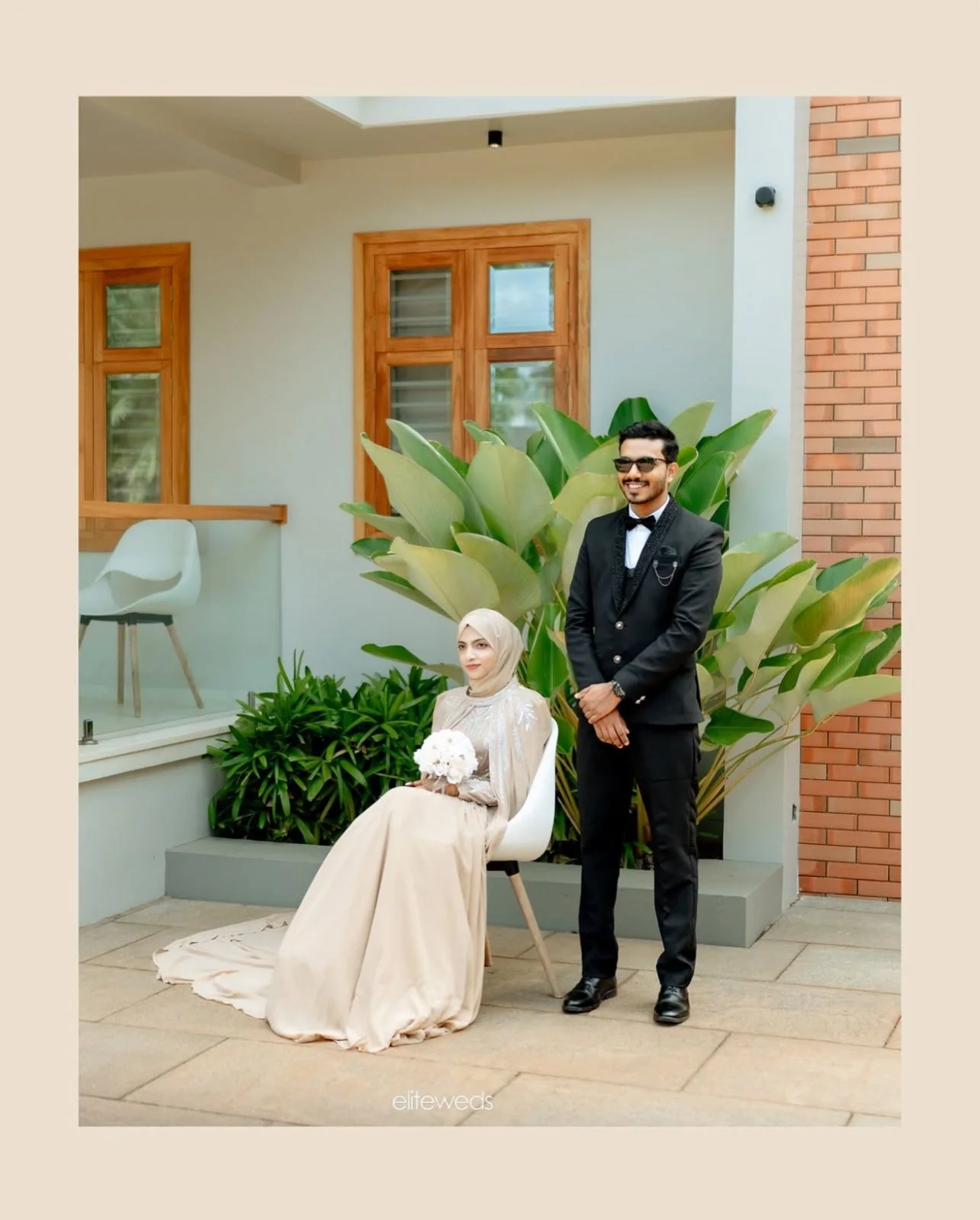 A couple take stylish photos from outdoor, Clicked by the best wedding photographer in kannur